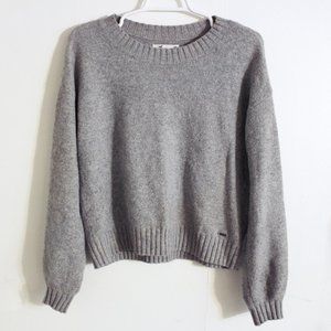 Hollister Co Grey Sweater with Ribbed Cuffs
